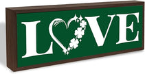 Clover Love Sign, Stylish Wooden Plaque Signs, Beautiful Home Decor, Shamrocks Wooden Box Sign, Shelf Table Mantel Decoration, Farmhouse Decor for St. Patrick's Day, 9.5x3.1x1 inches