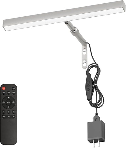 4W Plug in Picture Light for Paintings with Remote Control, 12" LED Art Display Lighting for Gallery, Dartboard, Artwork, Nickel Wall Mounted Picture Frame Light