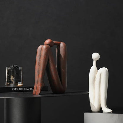 Decorative Bookends for Heavy Books, Thinker Statue Book Holders for Shelves & Office Desk, Abstract Decor Aesthetic Book Ends Stoppers, Modern Bookshelf Decoration