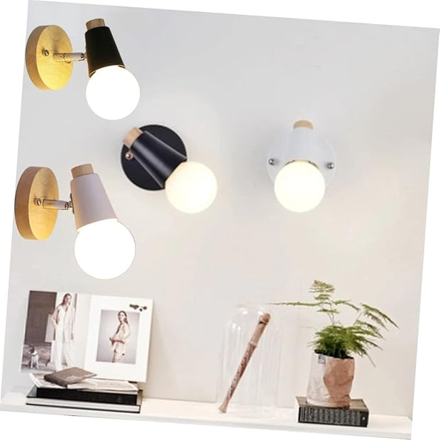 Mikikit Minimalist Solid Wood Wall Lamp Modern Decorative Light Fixture for Bedroom Living Room and Hallway White Finish No Bulb Included