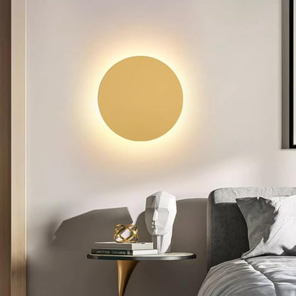 Gold Modern Wall Sconce Round Disc Sconces Wall Lighting Metal Circular Stairwell Lighting 3000K Warm LED Wall Lights for Living Room Bedroom Stairway - 8"