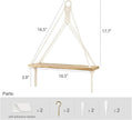 Mkono Artificial Ivy Macrame Hanging Shelves with Lights Set of 2 Boho Wall Decor Display Plants Photos Wood Floating Storage Shelf for Bedroom Bathroom Living Room Nursery Dorm Kitchen, White