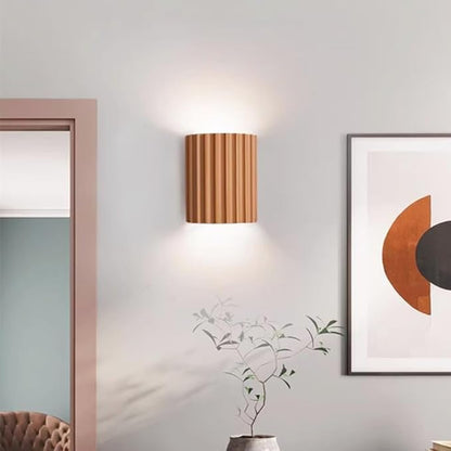 Contemporary Mini Wall Light Minimalist Half-Cylinder Desgin Wall Mounted Lamp Resin Plaster Wall Sconce for Living Room Bed Room Stairway Hallway (Orange, Small)