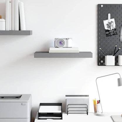 Grey Honeycomb MDF Floating Wall Shelf with Metal Frame, 19.7 x 9.1 x 1.5 Inches, Modern Space-Saving Display Shelf for Home Decor and Organization