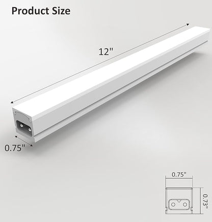 Under Cabinet Lighting Plug in, 12 Inch 1 Pc, Linkable AC120V 3CCT 3000K/4000K/5000K Ultra Slim, LED Under Cabinet Lights for Counter Light, Kitchen, Shelf, Sink, Workshop, Desk，White