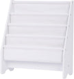 UTEX Kids Bookshelf Storage, Book Shelf for Kids Rooms, 4 Tier Sling Bookshelf for Kids, Toddler, Magazine Book Rack, Children Book Organizer, White