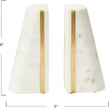Main + Mesa Geometric Marble Bookends with Brass Inlay, White