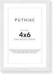 puthiac 4x6 Solid Oak Wood Picture Frame, Fits 3x5 with Mat or 4x6 Without Mat, Wall or Tabletop Display with Stand, Vertical or Horizontal, Plexi Front, 1 Pack, White