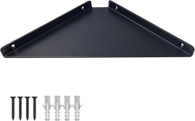 3.0mm Aluminum Alloy Corner Shelf Wall Mounted, for Bathrooms,Offices, Bedrooms,Kitchens,Dorm Rooms and Living Rooms (Black, 8 inch Corner Shelf)