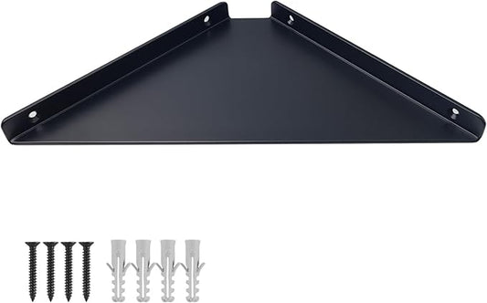 3.0mm Aluminum Alloy Corner Shelf Wall Mounted, for Bathrooms,Offices, Bedrooms,Kitchens,Dorm Rooms and Living Rooms (Black, 8 inch Corner Shelf)