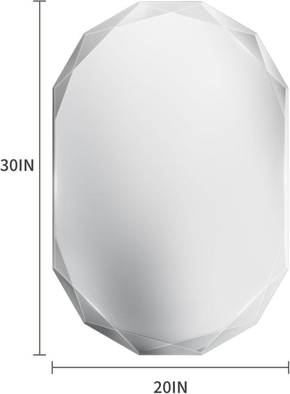 Suidia Bathroom Mirror, 20"x 30" Wall Mirror, Frameless Bathroom Mirror with Beveled Edge for Bedroom, Living Room, Entryway, Hallway, Oval Shape