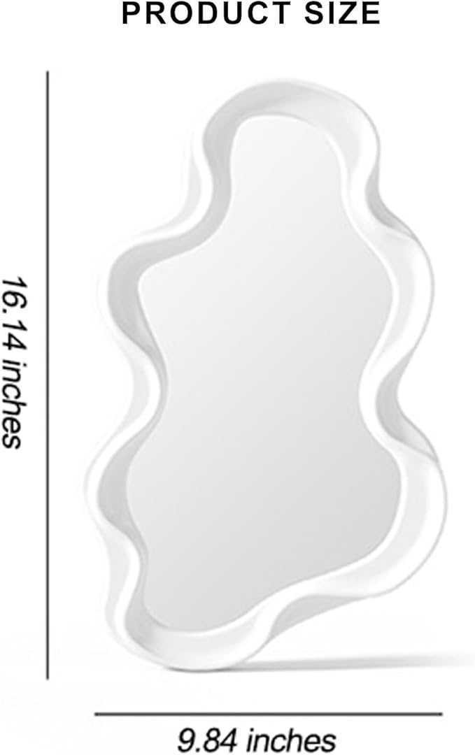 Mokoze Asymmetrical Wall-Mounted Mirror, Creative Unique Decorative Mirrors, Funky Wavy Mirror 16.14