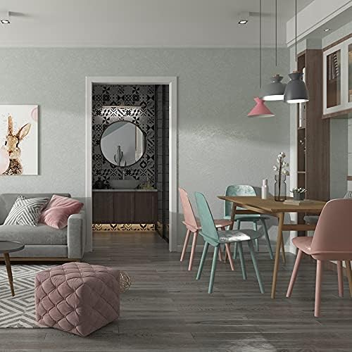 MelunMer Grey Peel and Stick Wallpaper 118In L 15.7In W Self Adhesive Removable Wallpaper for Bathroom/Bedroom Modern Contact Paper Silk Textured Silver Contact Paper for Cabinets Shelf Waterproof