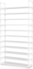 LANTEFUL 11 Tiers Tall Shoe Rack Holds 55 Pairs of Shoes with 18pcs Hooks Sturdy Wide Shoe Organizer Storage Free Standing Metal Shoe Shelf for Closet, Entryway White