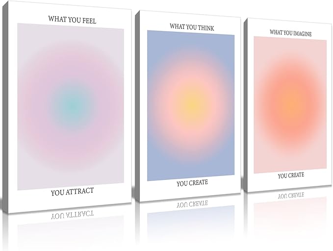 Framed 3Pcs Abstract Wall Art Poster Room Aesthetics Spiritual Spiritual Gradual Affirmation Canvas Wall Decoration Positive Energy Inspirational Wall Art Bathroom Living Room Apartment 12x16Inch