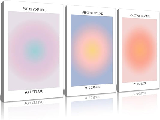 Framed 3Pcs Abstract Wall Art Poster Room Aesthetics Spiritual Spiritual Gradual Affirmation Canvas Wall Decoration Positive Energy Inspirational Wall Art Bathroom Living Room Apartment 12x16Inch