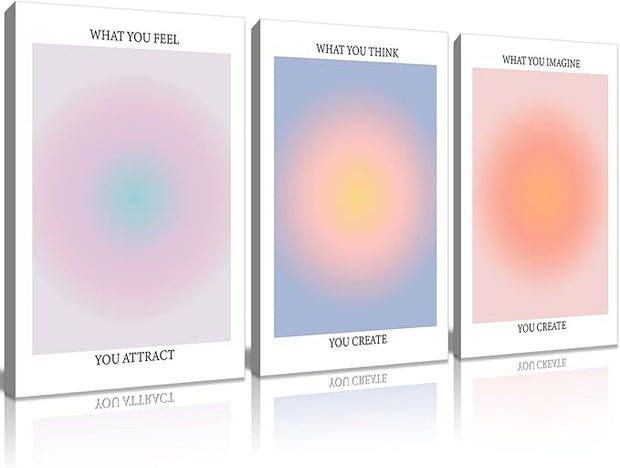 Framed 3Pcs Abstract Wall Art Poster Room Aesthetics Spiritual Spiritual Gradual Affirmation Canvas Wall Decoration Positive Energy Inspirational Wall Art Bathroom Living Room Apartment 12x16Inch