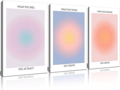 Framed 3 Color Abstract Wall Art Poster Room Aesthetics Spiritual Spiritual Gradual Affirmation Canvas Wall Decoration Positive Energy Inspirational Wall Art Bathroom Living Room Apartment 16x24Inch