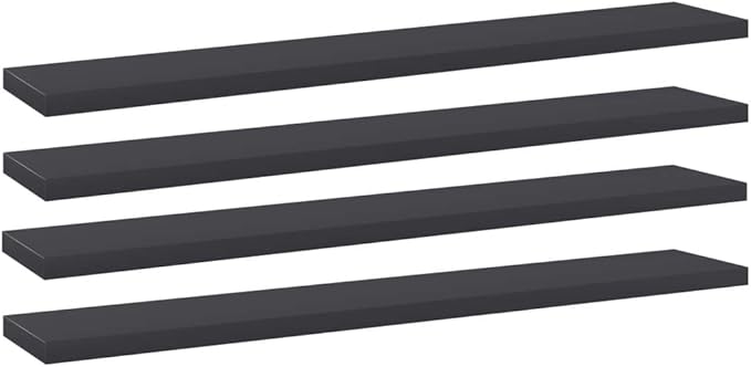 Set of 4 Wall Mounted Floating Shelves, 23.6 Inch Engineered Wood Decorative Wall Storage Ledges for Living Room, Bedroom, Kitchen, Grey Matte Finish