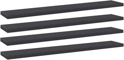 Set of 4 Wall Mounted Floating Shelves, 23.6 Inch Engineered Wood Decorative Wall Storage Ledges for Living Room, Bedroom, Kitchen, Grey Matte Finish