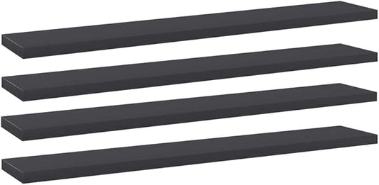 Set of 4 Wall Mounted Floating Shelves, 23.6 Inch Engineered Wood Decorative Wall Storage Ledges for Living Room, Bedroom, Kitchen, Grey Matte Finish
