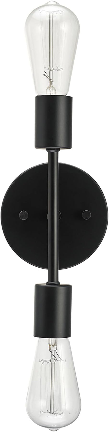 Globe Electric 2-Light Reversible Vanity Light, Matte Black, Minimalist, Open Socket, Horizontal Vertical Mount, Bathroom Lighting, 65558