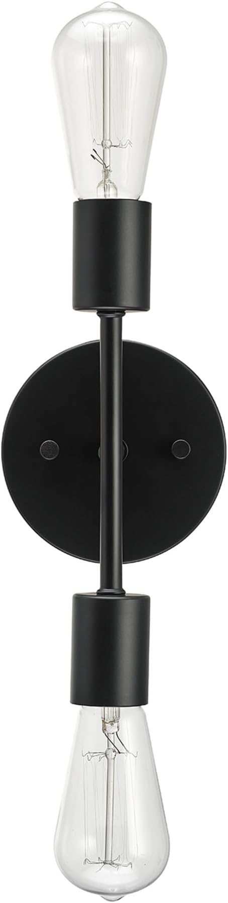 Globe Electric 2-Light Reversible Vanity Light, Matte Black, Minimalist, Open Socket, Horizontal Vertical Mount, Bathroom Lighting, 65558