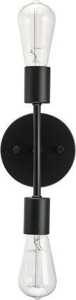 Globe Electric 2-Light Reversible Vanity Light, Matte Black, Minimalist, Open Socket, Horizontal Vertical Mount, Bathroom Lighting, 65558