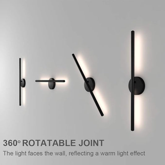 Aipsun 28in Modern Black Wall Sconce Rotatable 360° LED Black Wall Light Fixtures for Bedroom Living Room Hotel Hallway Corridor Warm White 3000K