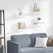 White Honeycomb MDF Floating Wall Shelf Set of 4 with Metal Brackets, Modern Minimalist Display Shelves for Home Organization and Decoration