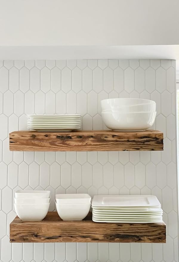 Modern Timber Craft Reclaimed Wood Floating Wall Shelf | Solid Rustic American Barnwood, Floating Shelf Brackets | 2.75