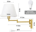 TRLIFE Dimmable Wall Sconce, Remote Control Dimming 10-100% and Adjustable Color Temperature 2700K-6500K Brushed Brass Swing Arm Wall Lights with Plug in Cord, 9.4
