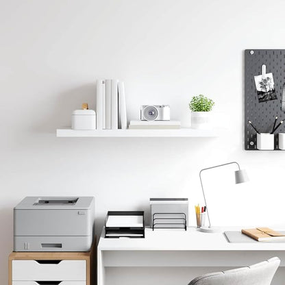 White Honeycomb Floating Wall Shelf 35.4 x 9.3 x 1.5 in, High-Gloss MDF Modern Storage with Mounting Hardware, Sturdy Display for Decor and Books