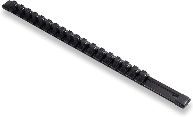 ALOANES 3/8-Inch Drive Aluminum Alloy Socket Organizer, Heavy Duty Socket Racks, Socket Holder Kit for Toolbox Drawer 3/8-Inch x 18 Clips (Black)