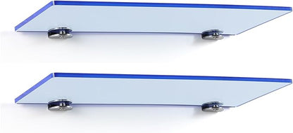 iobiotio Small Floating Shelves, 12 x 4'' Shelves for Wall, Decorative Floating Shelves for Home Office, Wall Mounted Rack, Light Blue, 2 Pcs