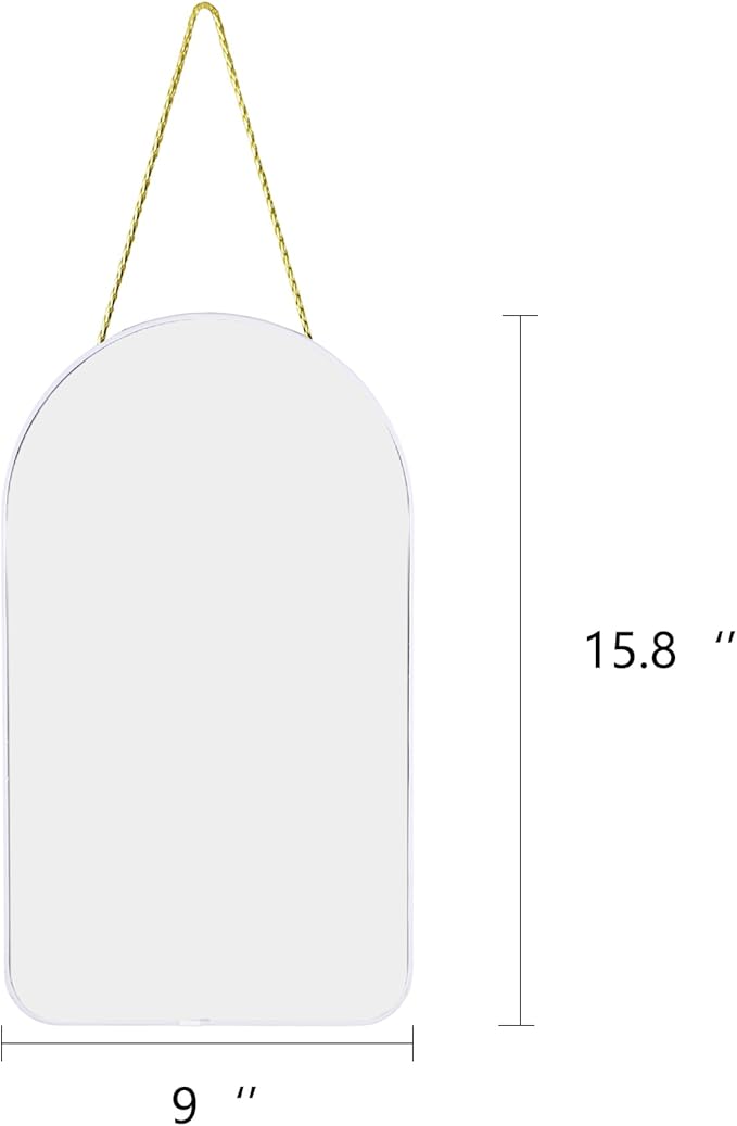 Funerom Small Decorative Arched Wall Mirror with White Frame, 15.8 x 9 inches, Small Modern Hanging Mirror for Bedroom Bathroom