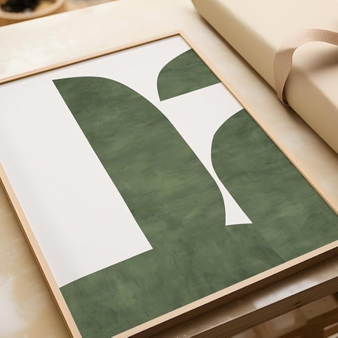 Nationcog Modern Green Minimalist Art, Mid-Century Contemporary Wall Decor, Large Affordable Home Accent, Aesthetic Handmade Gift Idea (Unframed) (11x14)