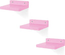 Small Floating Shelf,5 Inch Mini Shelves,Set of 3 Small Wall Shelf for Bedroom Living Room Bathroom Kitchen Office, Room Decor (Pink)