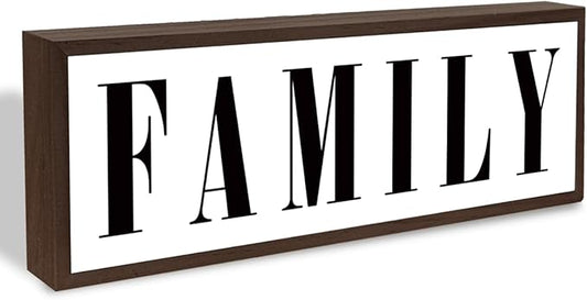 Family Sign, Decorative Framed Wooden Box Sign, Modern Farmhouse Home Decor, Living Room Decors, Kitchen Decor Art, Shelf Counter Tabletop Decoration, Housewarming Gift