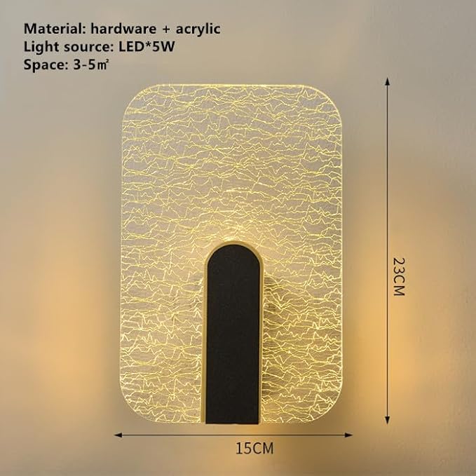 Acrylic Wall Lamp Modern Bedroom Bedside Lamp Minimalist Corridor Aisle Stair Light Study Living Room Background Wall Sconces Indoor Decoration (Rectangle)