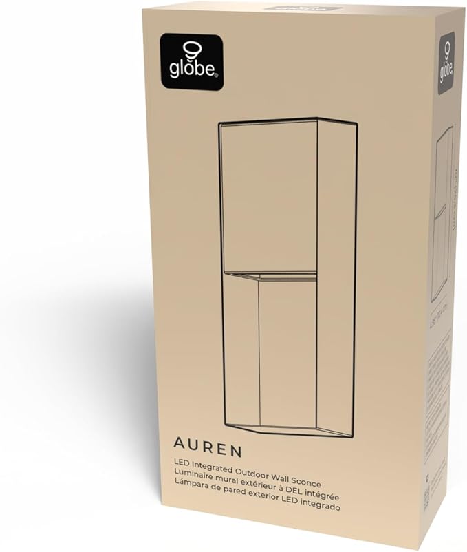 GLOBE Electric 60000171 7.5W LED Integrated Outdoor Wall Sconce, Matte Black, 400 Lumens, 2700 Kelvin, 80 CRI