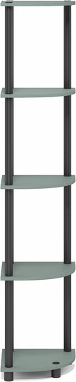 Furinno Turn-N-Tube Corner Shelf, 5-Tier Corner Bookshelf, Open Storage Shelves, for Organization and Storage, Living Room, Home Office, Garage, Bedroom, Sage Green
