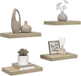 Floating Wall Shelves Set of 4 Oak Honeycomb MDF Metal Medium, Space-Saving Mounted Storage for Books and Decor, Sturdy Engineered Wood Shelving with Easy Assembly for Modern