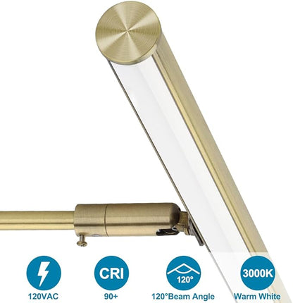 LED Picture Lights for Paintings Plug in, 16inch 6W Adjustable Art Light Gallery Wall Light for Display Art Work, Antique Brass Finish, CRI90+, 3000K Warm White