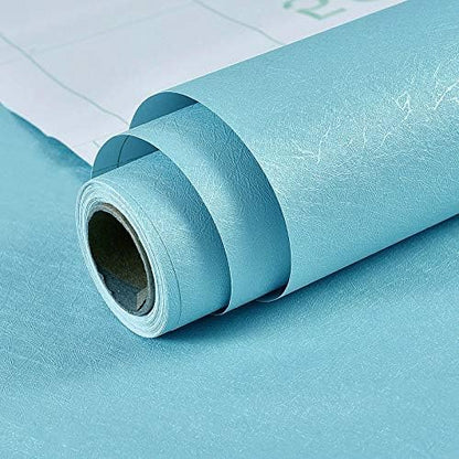 MelunMer Blue Peel and Stick Wallpaper 197In L 15.7In W Self Adhesive Removable Wallpaper for Bathroom/Bedroom Modern Contact Paper Silk Textured Blue Contact Paper for Cabinets Shelf Waterproof