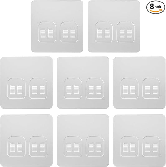 Lsnisni 8 Pack Shower Caddy Adhesive Replacement, Strong Adhesive Double Hooks for Shower Shelf, Waterproof Adhesive Hooks, No Drilling, for Bathroom Shelves, Kitchen Racks and Soap Holder