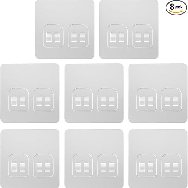 Lsnisni 8 Pack Shower Caddy Adhesive Replacement, Strong Adhesive Double Hooks for Shower Shelf, Waterproof Adhesive Hooks, No Drilling, for Bathroom Shelves, Kitchen Racks and Soap Holder
