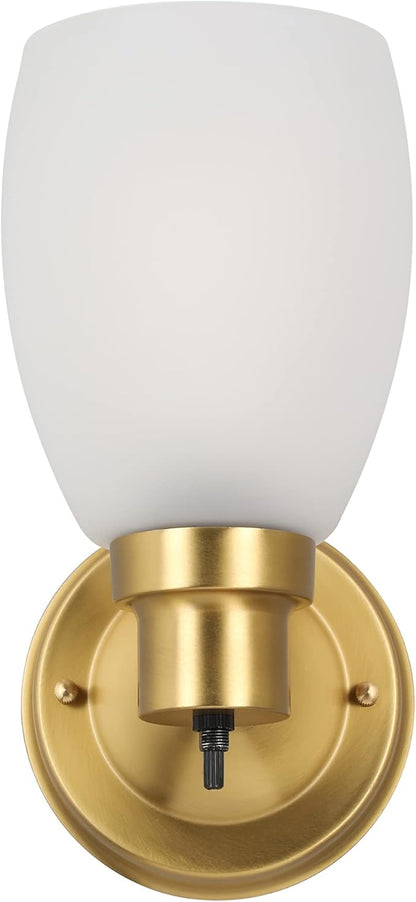 Design House Lydia Wall Sconce, 1 Light, Frosted Glass, Dimmable, Twist On/Off Switch, Satin Gold, 4.88 in x 5.125 in x 9.75 in, 588814-SG