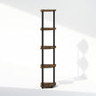 Furinno Turn-N-Tube Storage Shelves, 5-Tier Book Shelf, Corner Shelf, Toolless Open Shelves, for Organization and Storage, Living Room, Home Office, Hallway, Bedroom, Amber Pine