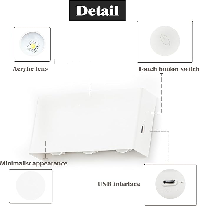 Shelprojsu LED Cordless Wall Sconce Set of 2, 5200mAh Rechargeable Battery Operated Wall Lamp with Remote Control, 3 Colors and Dimmable Magnetic Wireless Wall Light (White, 2 PCS)